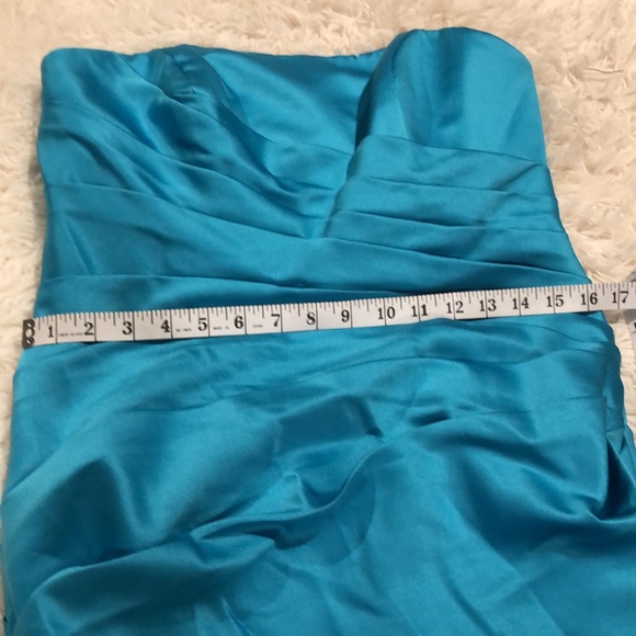 NWT David’s Bridal Satin Strapless Front and Back Pleated long dress - Picture 8 of 14